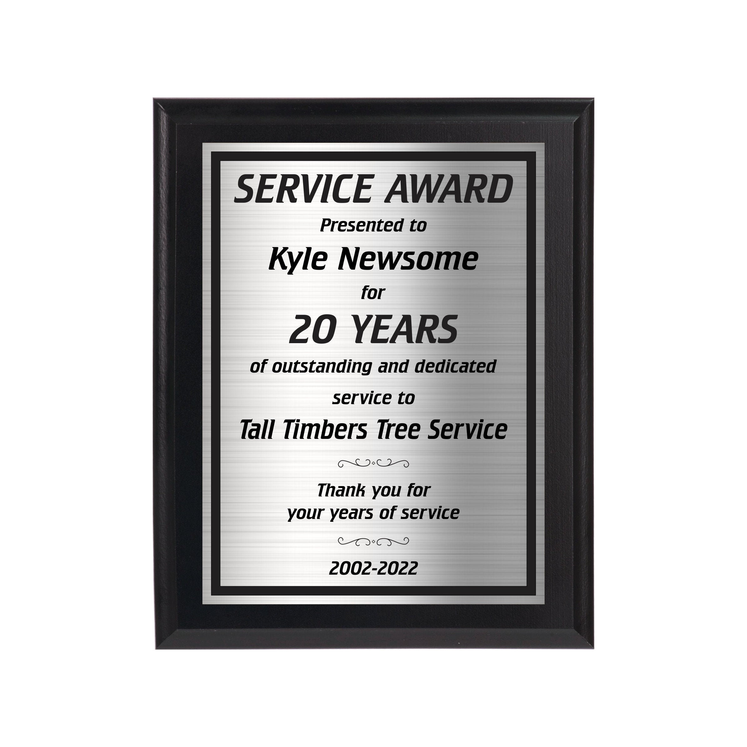 Years of Service Award 8x10 Plaque for Custom Employee - Etsy