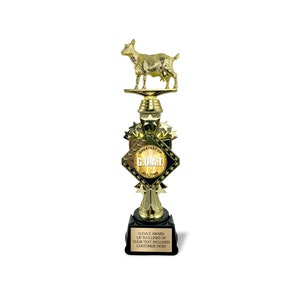 13” G.O.A.T. Trophy w/ Custom Engraving - Funny Goat Office Award, “Greatest of All Time” Award for Co-Worker, Boss, Friends, March Madness