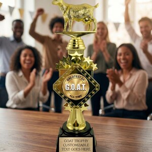 Custom Goat Trophy - Funny Office Award, Personalized Gift for Greatest of All Time image 4