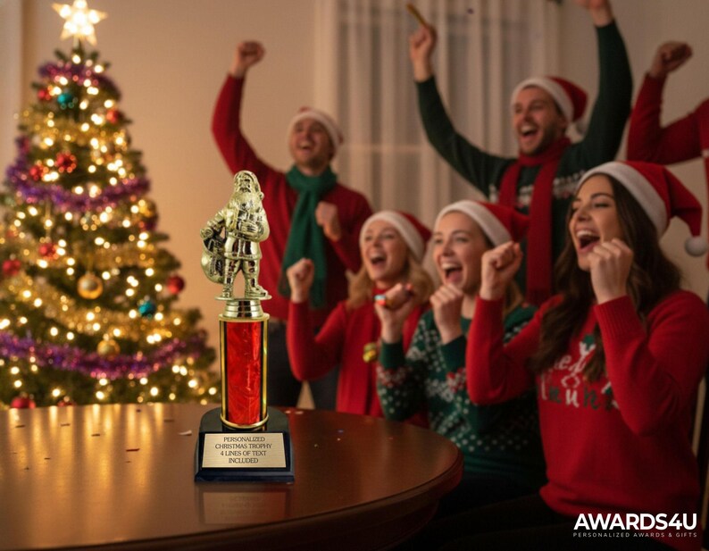 Santa Making Compition Christmas Trophy - Santa Claus Award With Customizable Plate ...