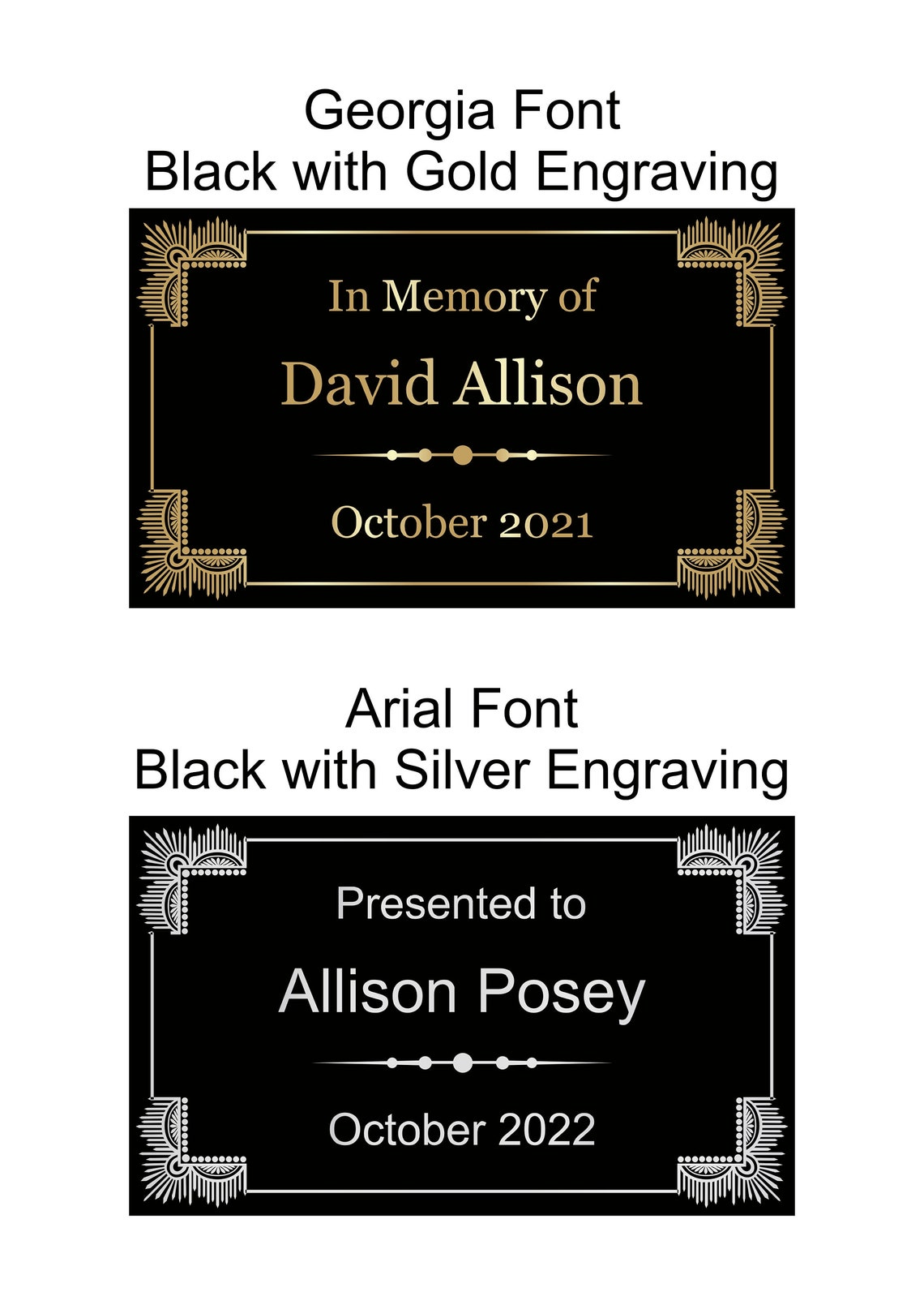 Laser Engraved Metal Plate Custom Memorial Plaque Etsy