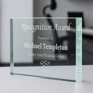 Custom Glass Award 6&quot; - Personalized Trophy - Choose Your Design