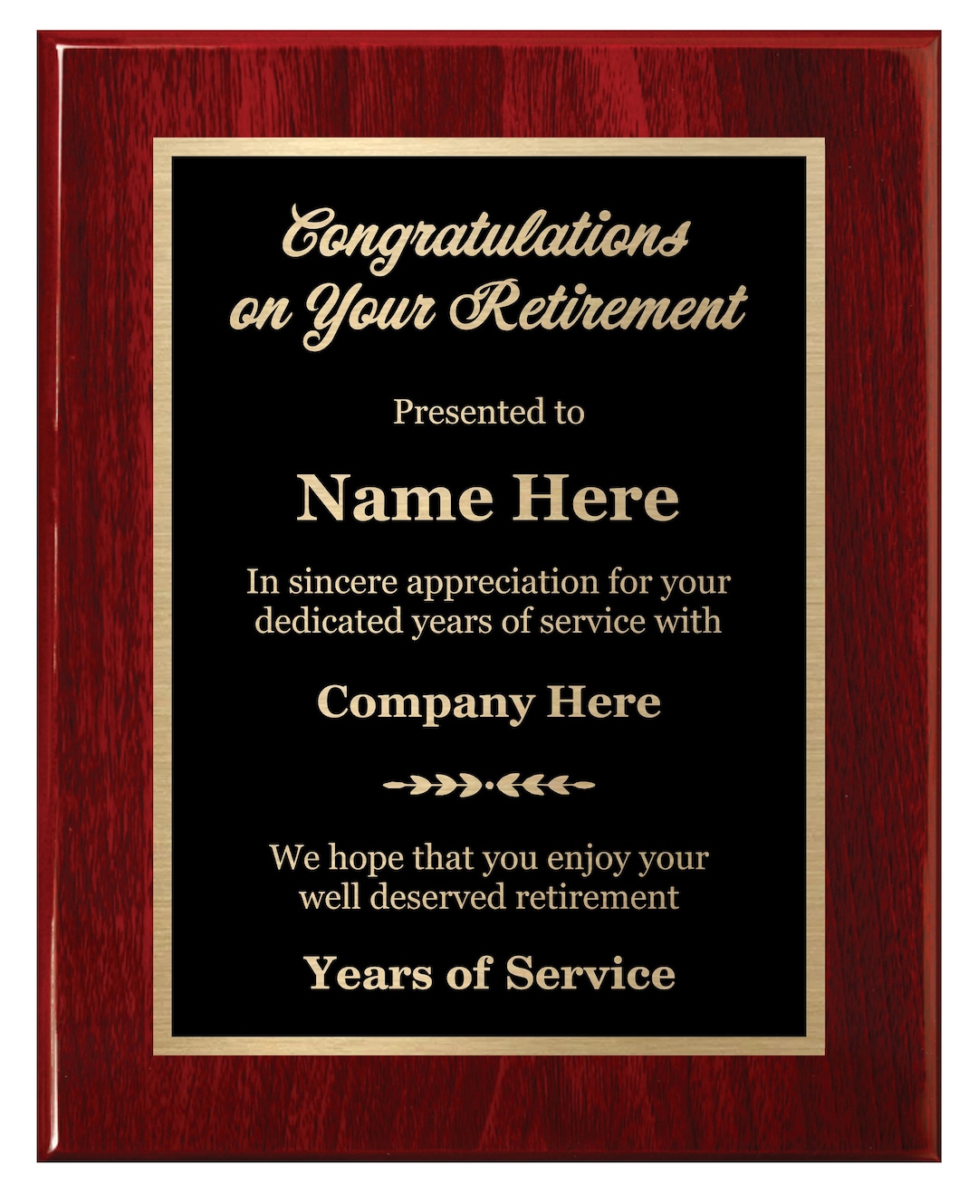 8x10 Piano Wood Custom Retirement Plaque Personalized Award for Retiree Etsy