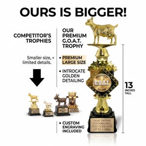 Custom Goat Trophy - Funny Office Award, Personalized Gift for Greatest of All Time image 6
