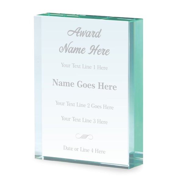 Custom Glass Award Plaque - 7 Inch Trophy with Engraving - Personalized for Employee Recognition, Retirement, Employee of the Year