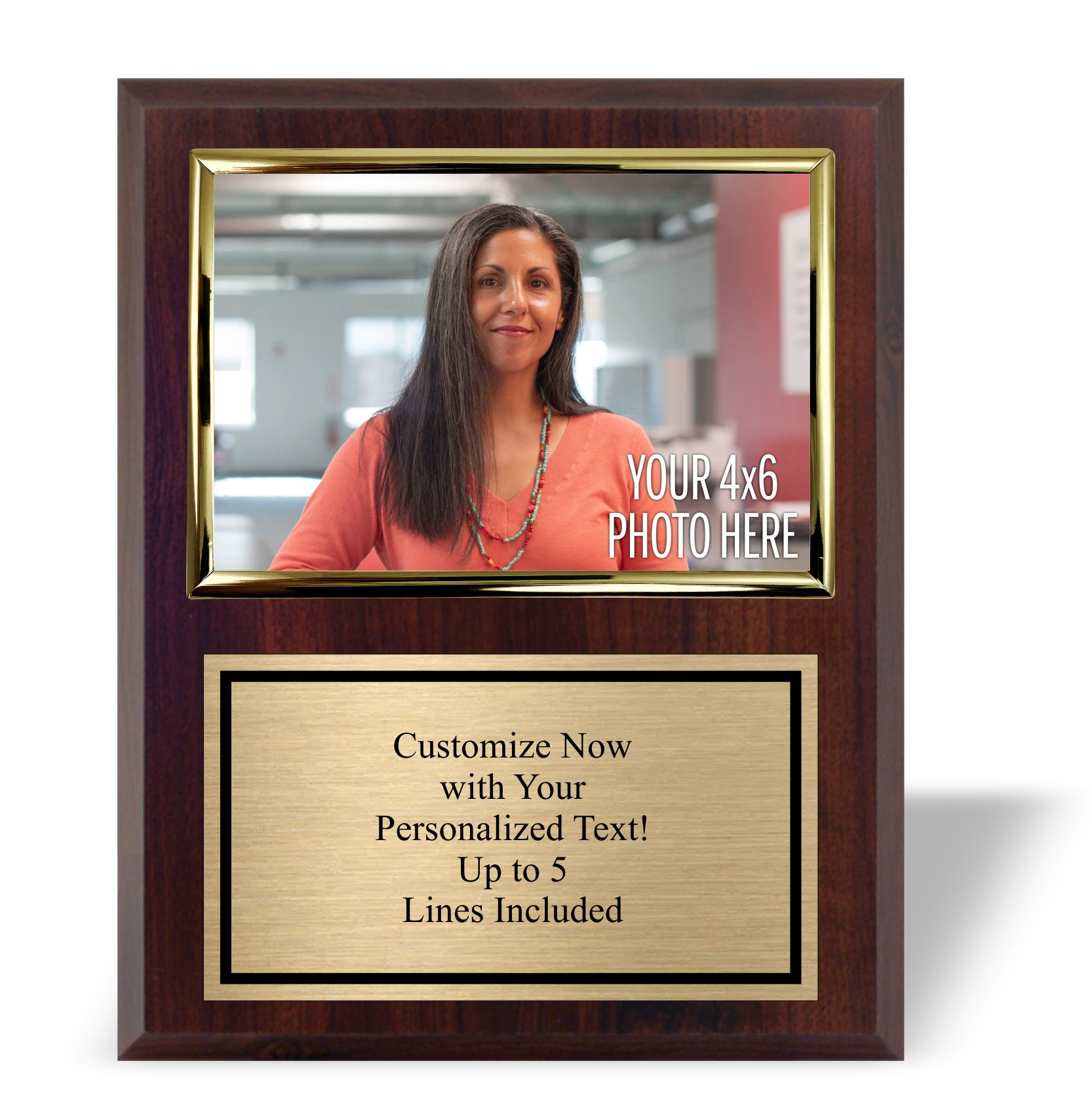 8x10 Photo Plaque Personalized with 4x6 Horizontal Picture Holder - Add Your Photo