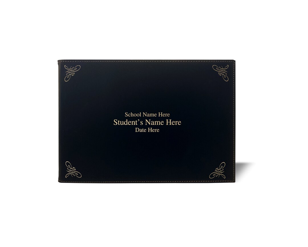 Custom Certificate Holder Personalized Diploma Cover Black Leatherette