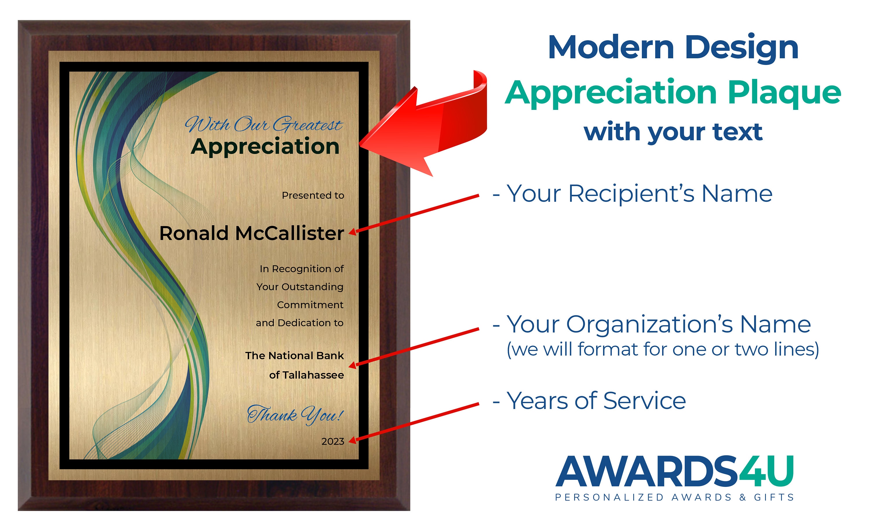 Employee Appreciation Plaque Personalized Gift Recognition Etsy