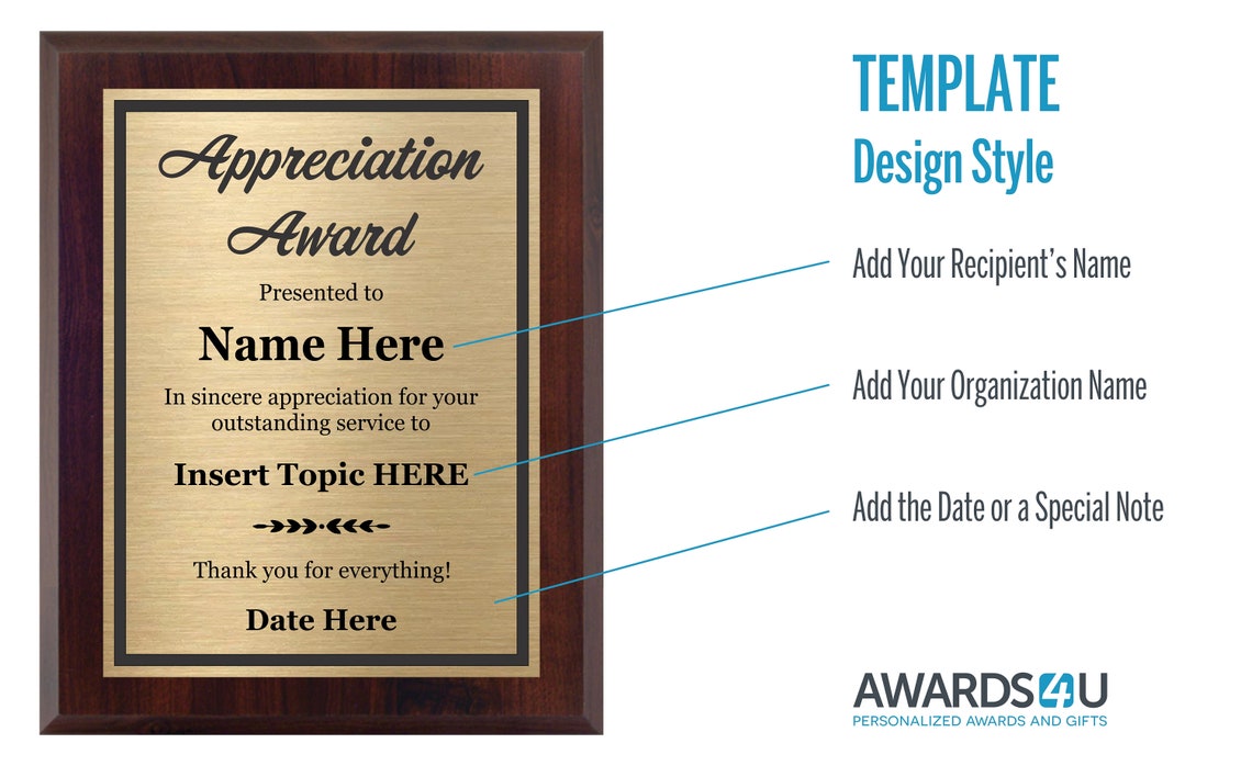 Appreciation Award Plaque for Employee Recognition Etsy Appreciation Award Plaque for Employee Recognition Etsy
