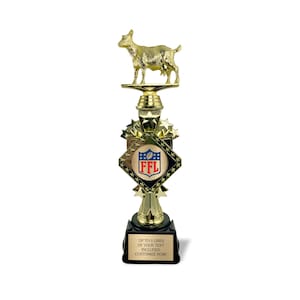 Fantasy Football Trophy 2024 - 12&quot; First Place Winner Award for League - Custom Engraved Plate Included - The Goat FFL Champion