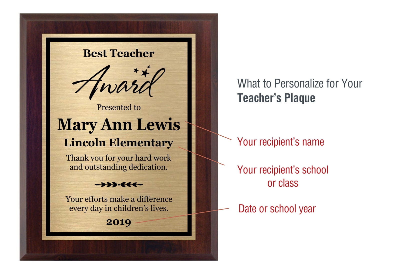 Personalized Teacher Award 8x10 Customized Plaque Etsy