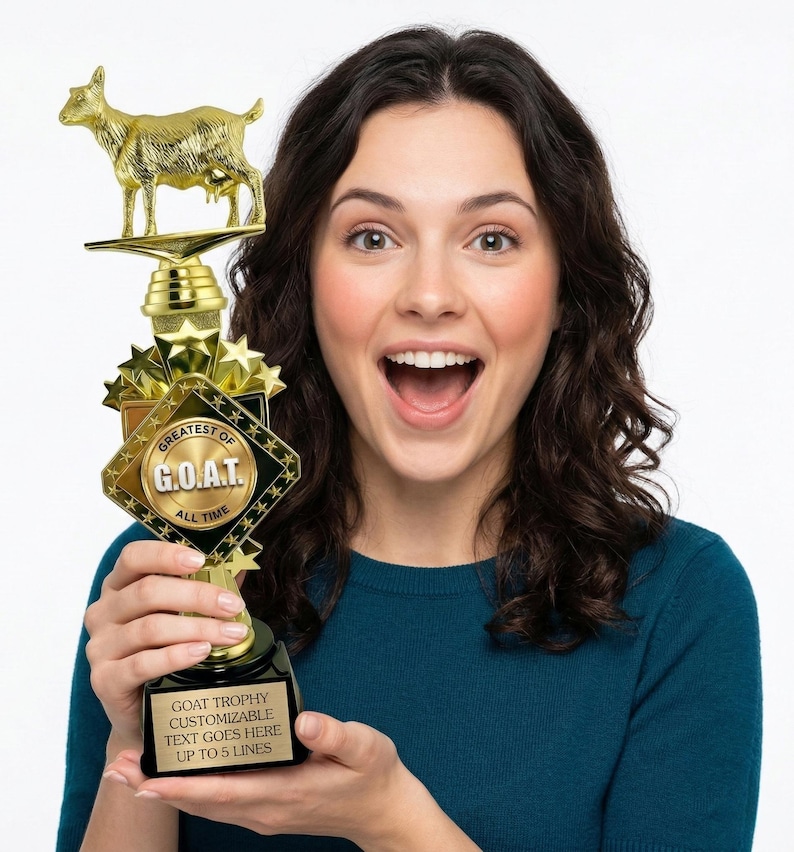 Custom Goat Trophy - Funny Office Award, Personalized Gift for Greatest of All Time image 2