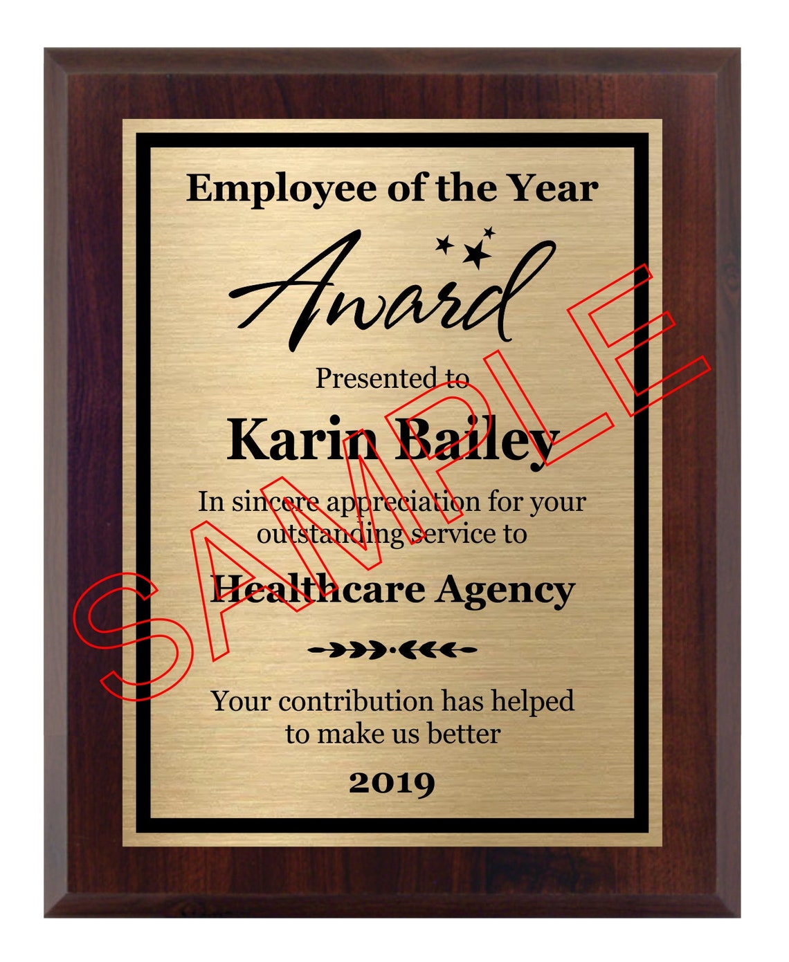 8x10 Employee of the Year Award Plaque Etsy