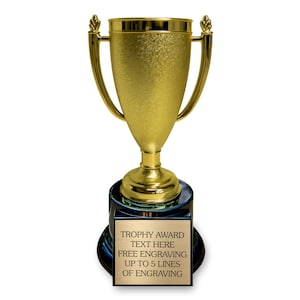 Personalized Gold Trophy Award – Custom Engraved, 7.5" Tall