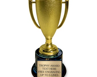 Personalized Gold Trophy Award – Custom Engraved, 7.5" Tall