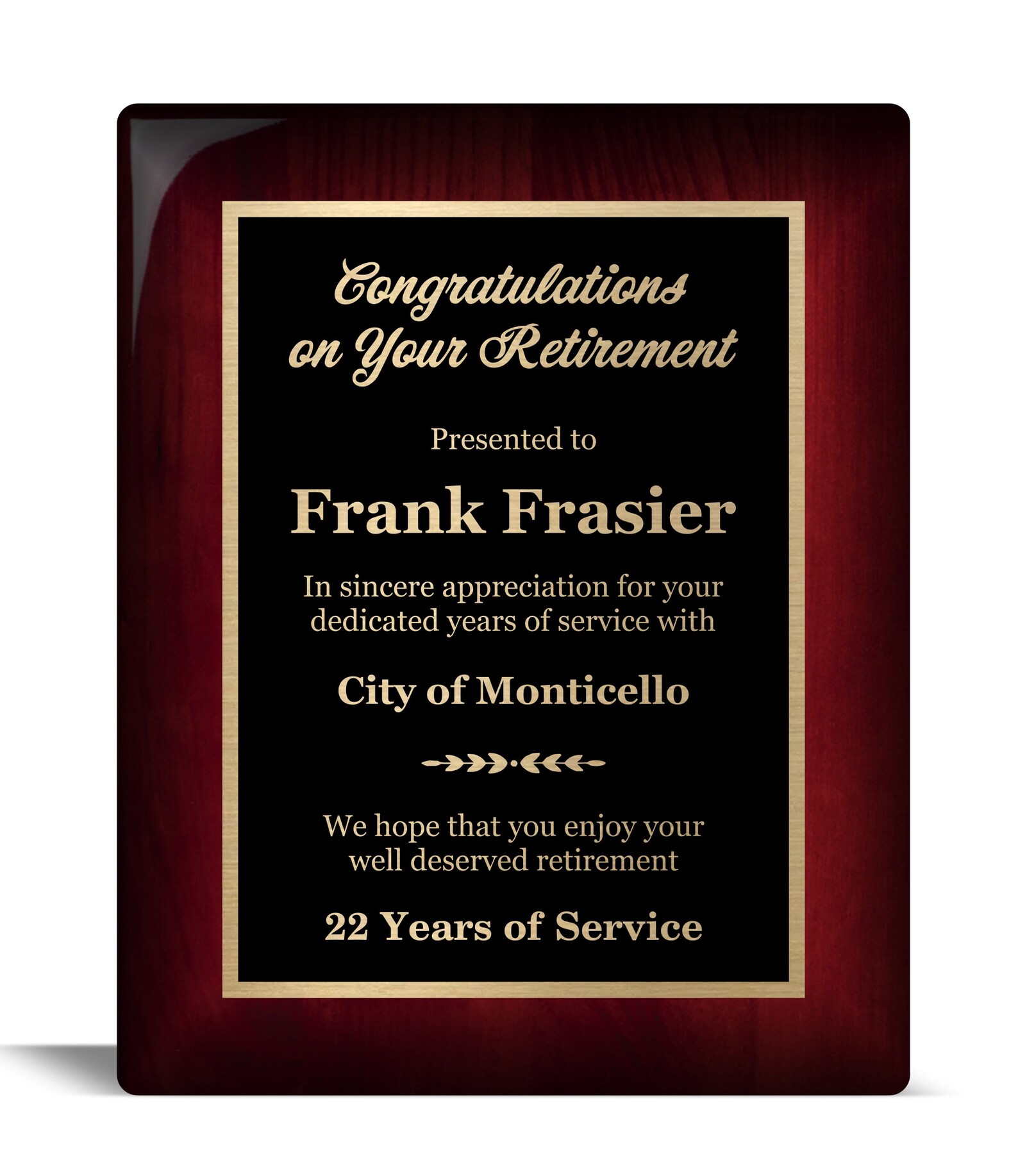 8x10 Piano Wood Custom Retirement Plaque Personalized Award Etsy