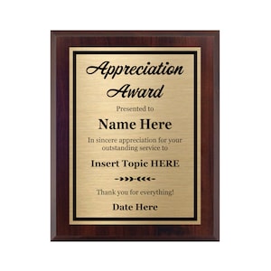 Appreciation Award Plaque for Employee Recognition