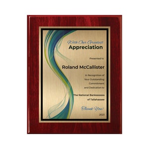 Customized Employee Recognition Plaque 12x15 inches - Appreciation Award Personalized Gift