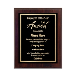 Placas de Empleado del Año - Premio personalizado con grabado