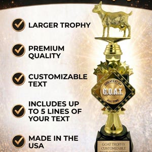 Custom Goat Trophy - Funny Office Award, Personalized Gift for Greatest of All Time image 3