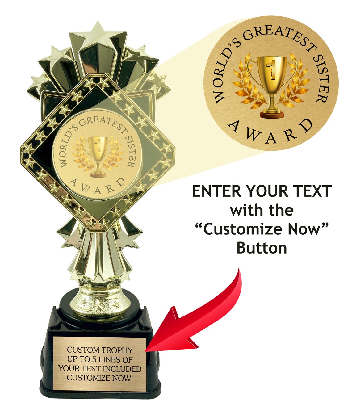Best Sister Award Trophy for Worlds Greatest Sister 9 - Etsy