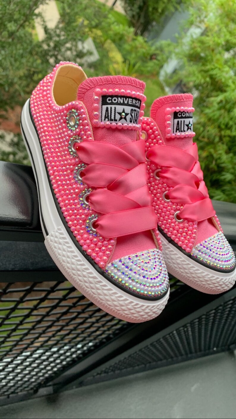 blinged out pink converse