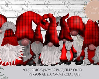 Tomte gnome clipart, scandinavian christmas gnome illustrations, nordic whimsical gnomes, tomte christmas png design elements,