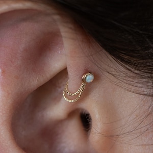 14k Gold Ultra Short Double Box Kettenverbinder (Ohrring Ketten Verbinder, Ohrring Jacke, Massivgold Ohrring Kette, geschichtete Ohr Kette)