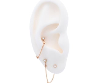 14k Gold Satellite Chain Earring Connector (Lobe/Cartilage Jewelry - Yellow, Rose, White Gold)