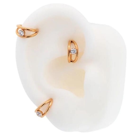 ダブルバンド クリスタル クリッカーフープ (ゴールド 16 ゲージ