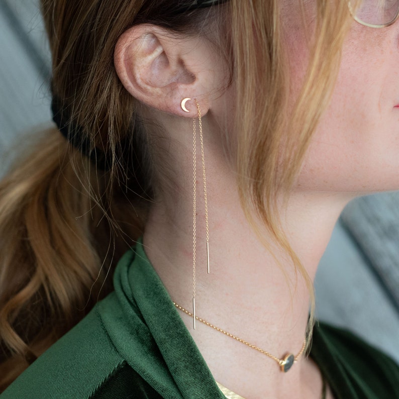 Gold Ultra Long Threader Earring Long Threader Earring Gold Etsy Canada