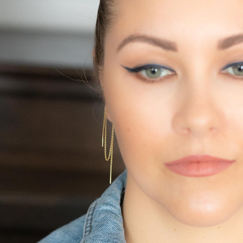 Gold Ultra Long Threader Earring Long Threader Earring Gold Etsy Canada