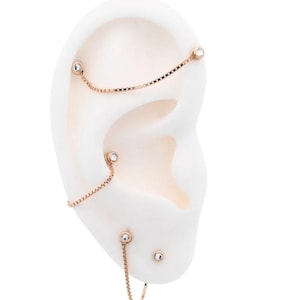 14k Box Chain Connector Gold (Earring Chain Connector, Earring Jacket, Solid Gold Earring Chain, Gold Ear Chain, Box Chain, Gold Box Chain)