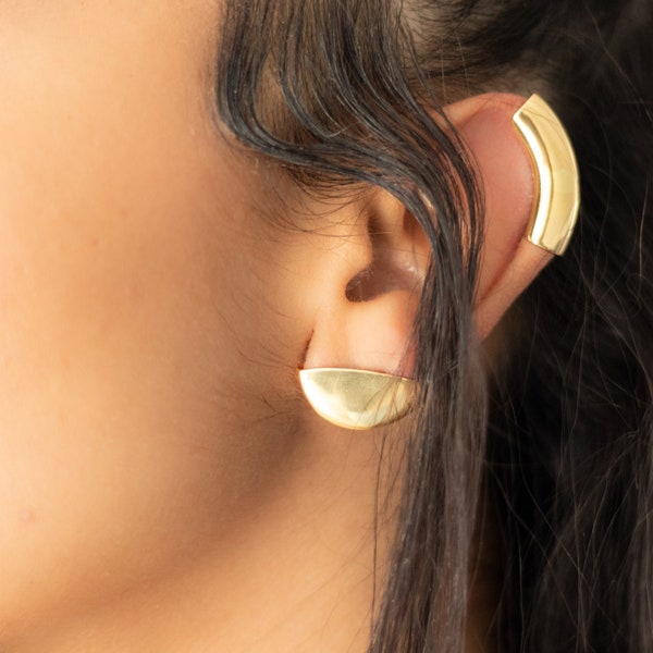 Gold Lobe Earrings, Gold Stud Earrings, Lobe Earrings, Stud Earrings, Full Lobe Earrings, Gold Earrings, Earrings That Cover The Lobe