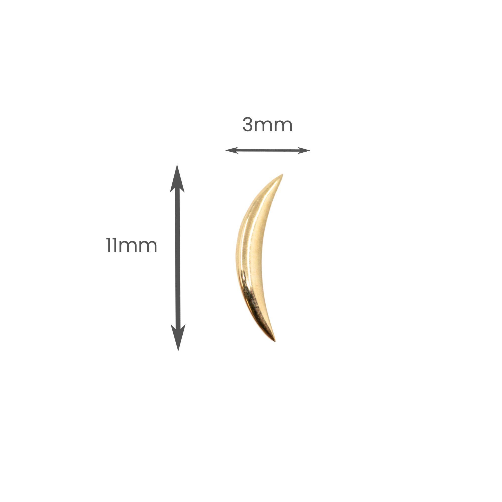 14k High Polished Curved Earring White Gold (Threadless Earring, FlatBack Earring, Threadless Stud, Solid Gold Earring, Curved Earring)