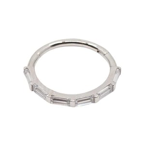 Créoles clicker en cristal baguette baguette or blanc 14 carats (boucles d'oreilles en cristal, créoles clicker, créoles Huggie, bague clicker, créoles en or massif)