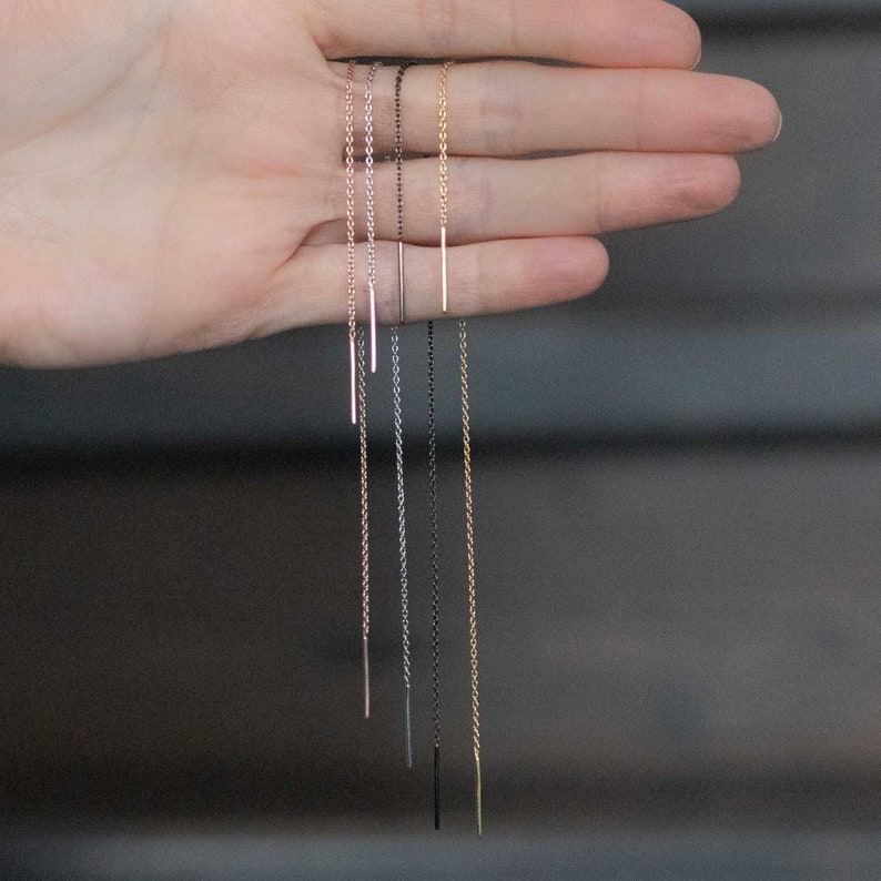 Silver Ultra Long Threader Earring Long Threader Earring Etsy Canada