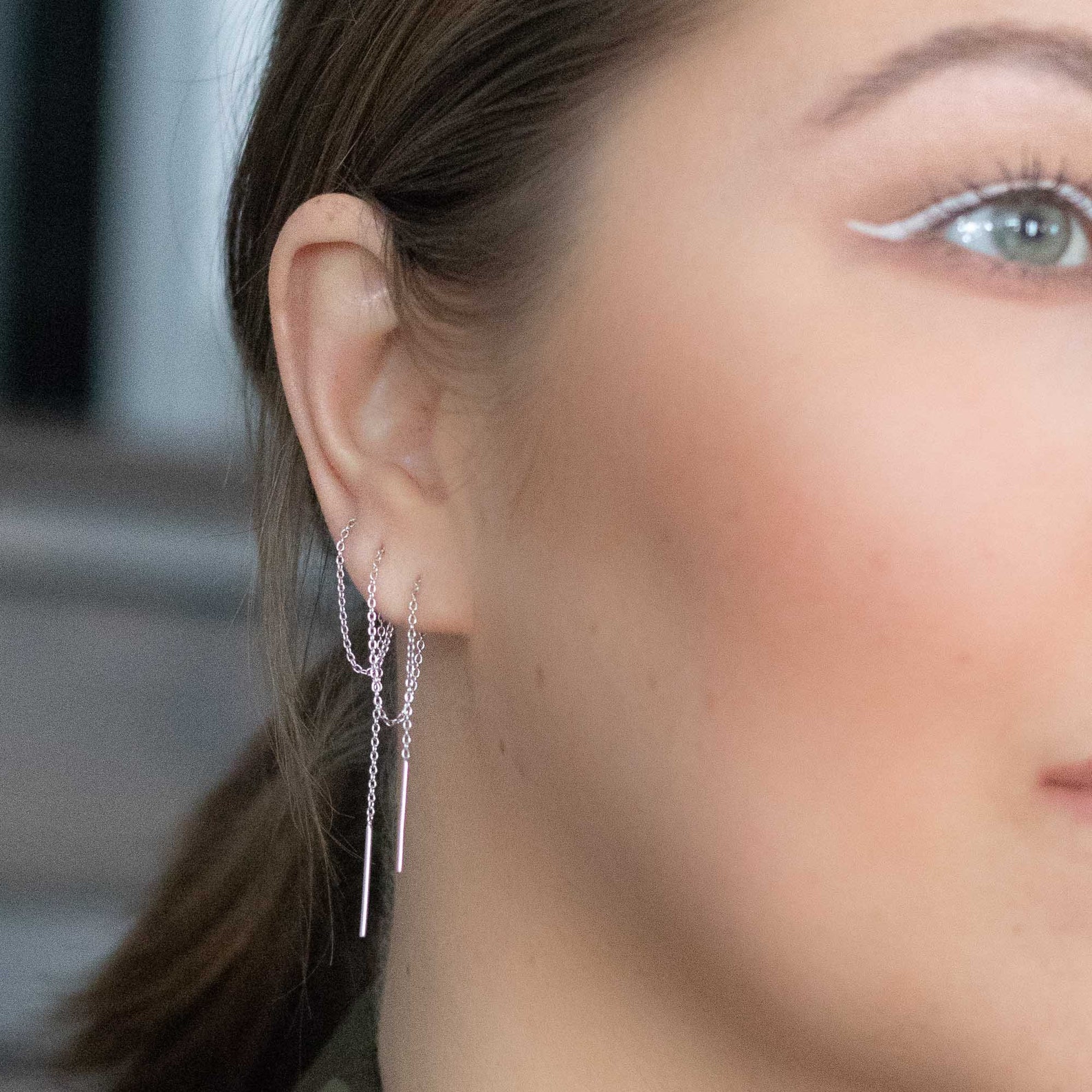 Silver Ultra Long Threader Earring Long Threader Earring Etsy Canada