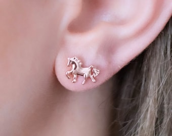 Rose gold unicorn earrings clearance