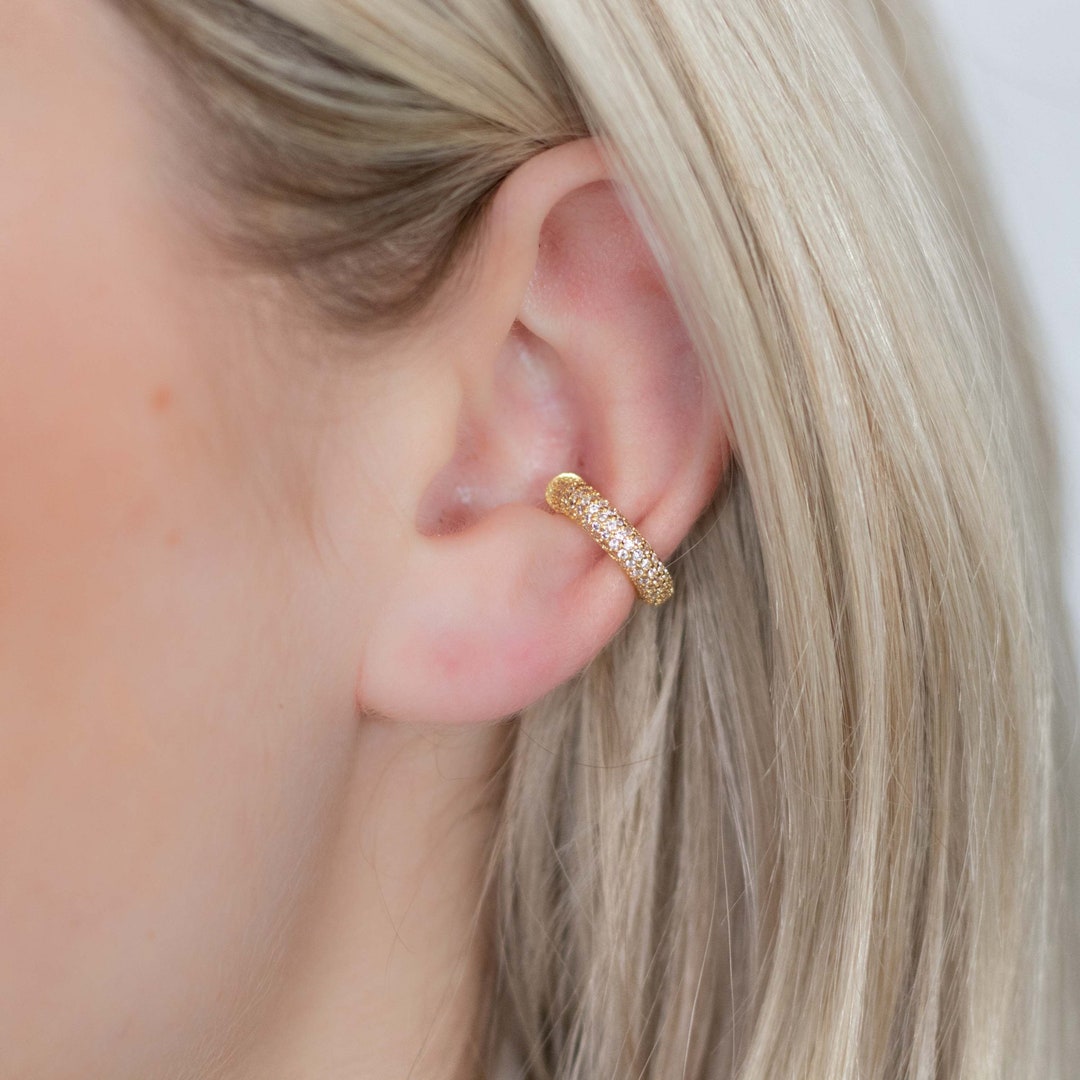 Gold Ear Cuff, No Piercing Cuff, Diamond Ear Cuff, Earring Cuff, Gold Conch Hoop, No Piercing