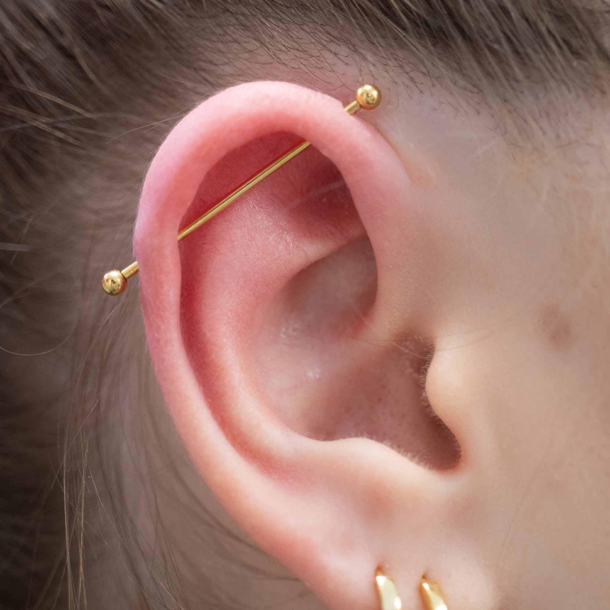 Earring Industrial Piercing 14G Golden Bee Industrial Barbell