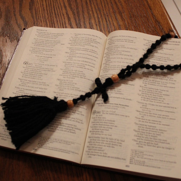 100% Wool Handtied Eastern Chotki Komboskini Prayer Rope for Othordox and Eastern Catholic Jesus Prayer 33 Beads in Black