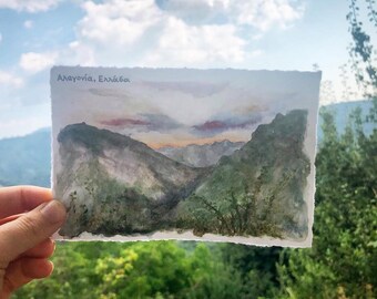 Custom Hand-Painted Watercolor Postcard: Personalized Landscape Art (4x6")