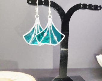 Stained Glass Ginkgo Leaf Earrings: Handmade Jewelry gift for sister