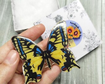 Epoxy resin butterfly brooch, swallowtail butterfly handmade jewelry gift for sister