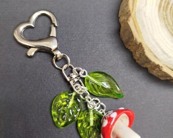 Bag Charm Mushroom Lampwork: Colorful Suncatcher Murano Glass Keychain