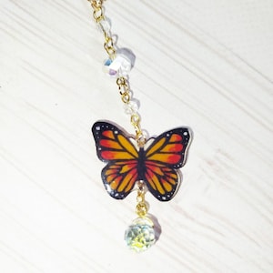 Butterfly Crystal Car Charm: Boho Rearview Mirror Accessory