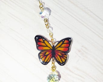 Butterfly Crystal Car Charm: Boho Rearview Mirror Accessory, bag charms