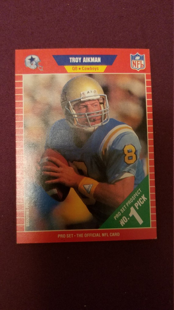 troy aikman rookie card. authentic. etsy troy aikman rookie card.