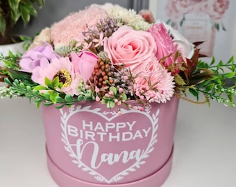 Large Personalised Soap Flower Bouquet, Hat box bouquet, Gift for her, Unique Birthday Gift, Personalised Birthday, Mothers Day